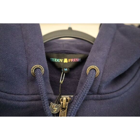 Teddy Fresh TF23FL78-TF1674 Unisex Sz M Navy Blue Classic Full Zip Fleece Hoodie - Picture 3 of 7